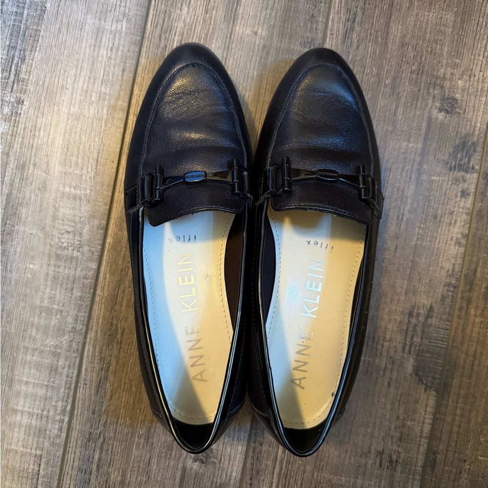 Anne Klein Black Leather Loafers